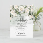 Invitation Bohème blanc roses eucalyptus brunch mariage (Debout devant)