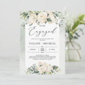 Invitation Bohème blanc roses verdure douche nuptiale (Debout devant)