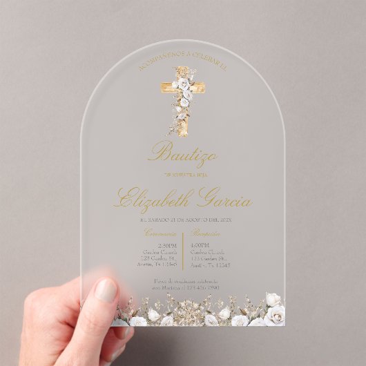 Invitation bohème blanche pour baptême (In situ (ordinateur de poche))