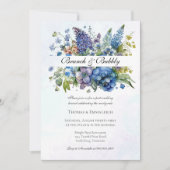 Invitation Bohème Bleu Violet Aquarelle Brunch & Bubbly (Devant)