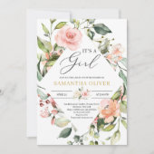 Invitation Bohème bohème rose vif boho c'est une fille bébé (Devant)