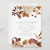 Invitation Bohème Burnt Orange Chute Floral Couples Douche (Devant)