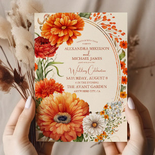 Invitation Bohème Chic Floral Terracotta Mariage