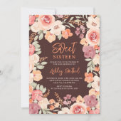 Invitation Bohème chic orange peint automne Sweet 16 (Devant)