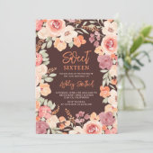 Invitation Bohème chic orange peint automne Sweet 16 (Debout devant)