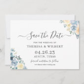 Invitation Bohème Chic Vanilla Blue Wedding Sauvez la date (Devant)