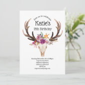 Invitation bohème, crâne taureau, bois, anniversaire (Debout devant)