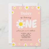 Invitation Bohème Cute Rose Daisy Fleurs 1er Anniversaire (Devant)