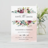 Invitation Bohème de Bourgogne rose rousse sauve la date (Debout devant)