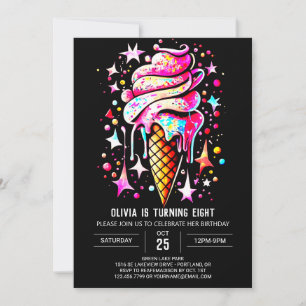 Invitation Bohème douce fille glace crème fille Anniversaire