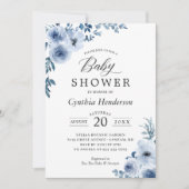 Invitation Bohème Dusty Blue Floral Baby shower (Devant)