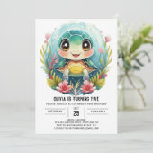 Invitation Bohème Élégante Tortue Fille Anniversaire (Debout devant)