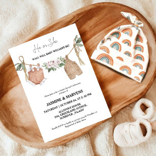 Invitation Bohème, elle ou elle Bébé Vêtements sexe révéler