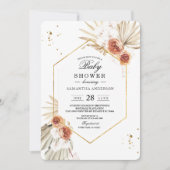 Invitation Bohème En Terracotta Séché Palm Feuilles & Fleurs (Devant)