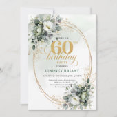 Invitation Bohème Eucalyptus pour les 60 ans avec (Devant)