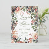 Invitation Bohème Floral Automne Mariage avec QR RSVP (Debout devant)