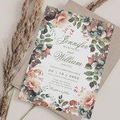 Invitation Bohème Floral Automne Mariage avec QR RSVP