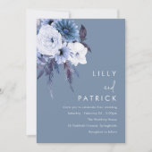 Invitation Bohème Floral Boho Blue Mariage (Devant)