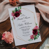 Invitation Bohème Floral Bourgogne Fête des mariées