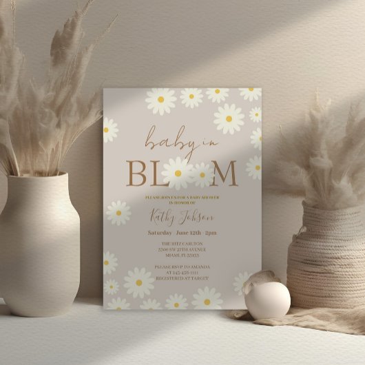 Invitation Bohème Floral Daisy Baby dans une douche fleurie
