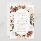 Invitation Bohème Floral Frame Mariage beige (Devant)