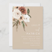 Invitation Bohème Floral Mariage beige (Devant)