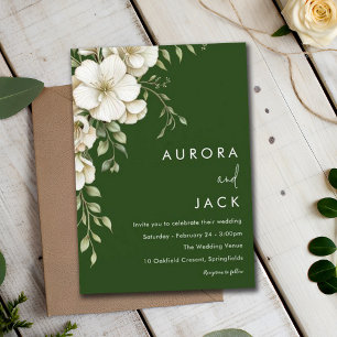 Invitation Bohème Floral Minimaliste Simple Mariage Vert