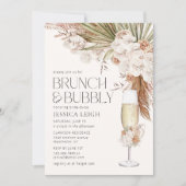 Invitation Bohème Floral & Plumes Brunch & Bubbly (Devant)