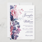 Invitation Bohème Floral Purple Mariage Élégant (Devant)