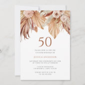 Invitation Bohème Floral Terracotta Boho 50e anniversaire (Devant)