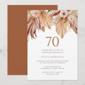 Invitation Bohème Floral Terracotta Boho 70e anniversaire (Devant / Derrière)