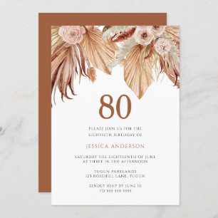 Invitation Bohème Floral Terracotta Boho 80e anniversaire