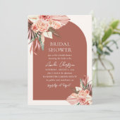 Invitation Bohème Floral Terracotta & Fête des mariées d'ivoi (Debout devant)