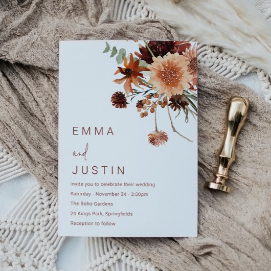 Invitation Bohème Floral Toutes les saisons Mariage