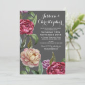 Invitation Bohème Flore foncée Personnalisé Mariage Invitatio (Debout devant)