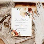 Invitation Bohême Gold & Cuivre Tons Mariage de automne rusti