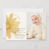 Invitation Bohème Jaune Daisy Floral 1er Anniversaire Photo (Devant)
