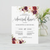 Invitation Bohème marsala rouge vif dîner de répétition rose (Debout devant)