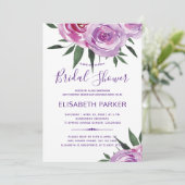 Invitation Bohème mauve chic pivoines douche nuptiale (Debout devant)