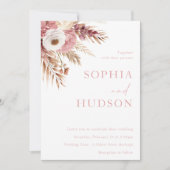 Invitation Bohème moderne Dusty Rose Blush Floral Mariage (Devant)