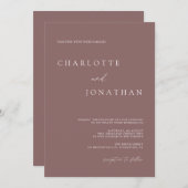 Invitation Bohème moderne violet foncé Mariage mauve (Devant / Derrière)