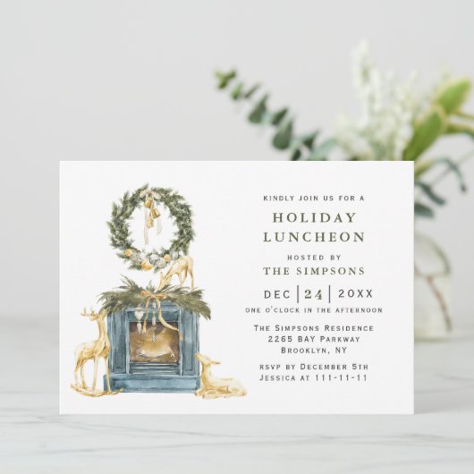 Invitation Bohème Noël Composition Déjeuner de vacances (Debout devant)