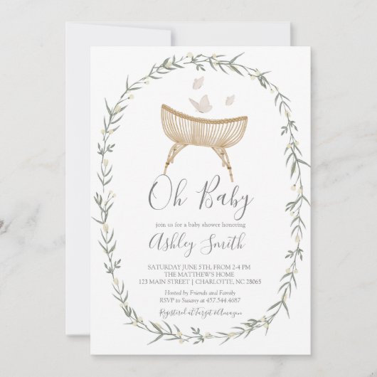 Invitation bohème Oh Baby shower (Devant)