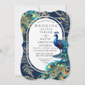 Invitation Bohème Peacock Plumes Flora Mariage (Devant)