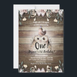 Invitation Bohème Plumes Amis Chouette & Oiseau Bébé 1er Un<br><div class="desc">Personnaliser pour tout événement.</div>