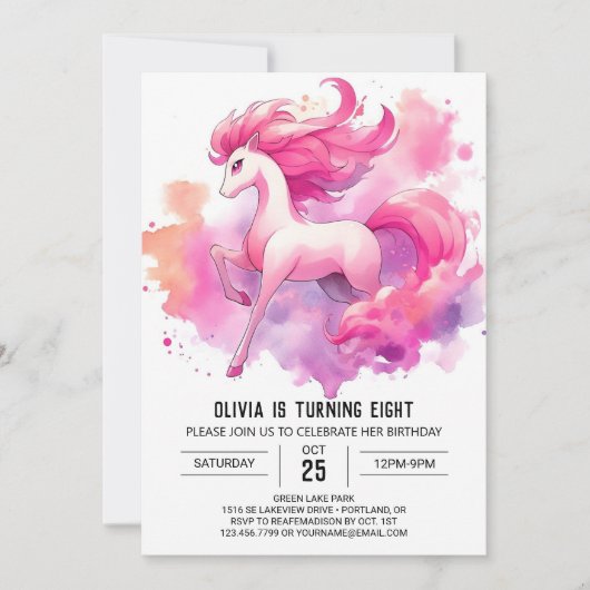 Invitation Bohème Printable Cheval Anniversaire (Devant)