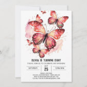 Invitation Bohème Printable Papillon fille Anniversaire (Devant)