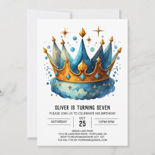 Invitation Bohème Printable Prince Héritier Anniversaire (Devant)