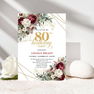 Invitation Bohème Romantique Bourguignonne 80e Anniversaire