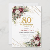 Invitation Bohème Romantique Bourguignonne 80e Anniversaire (Devant)